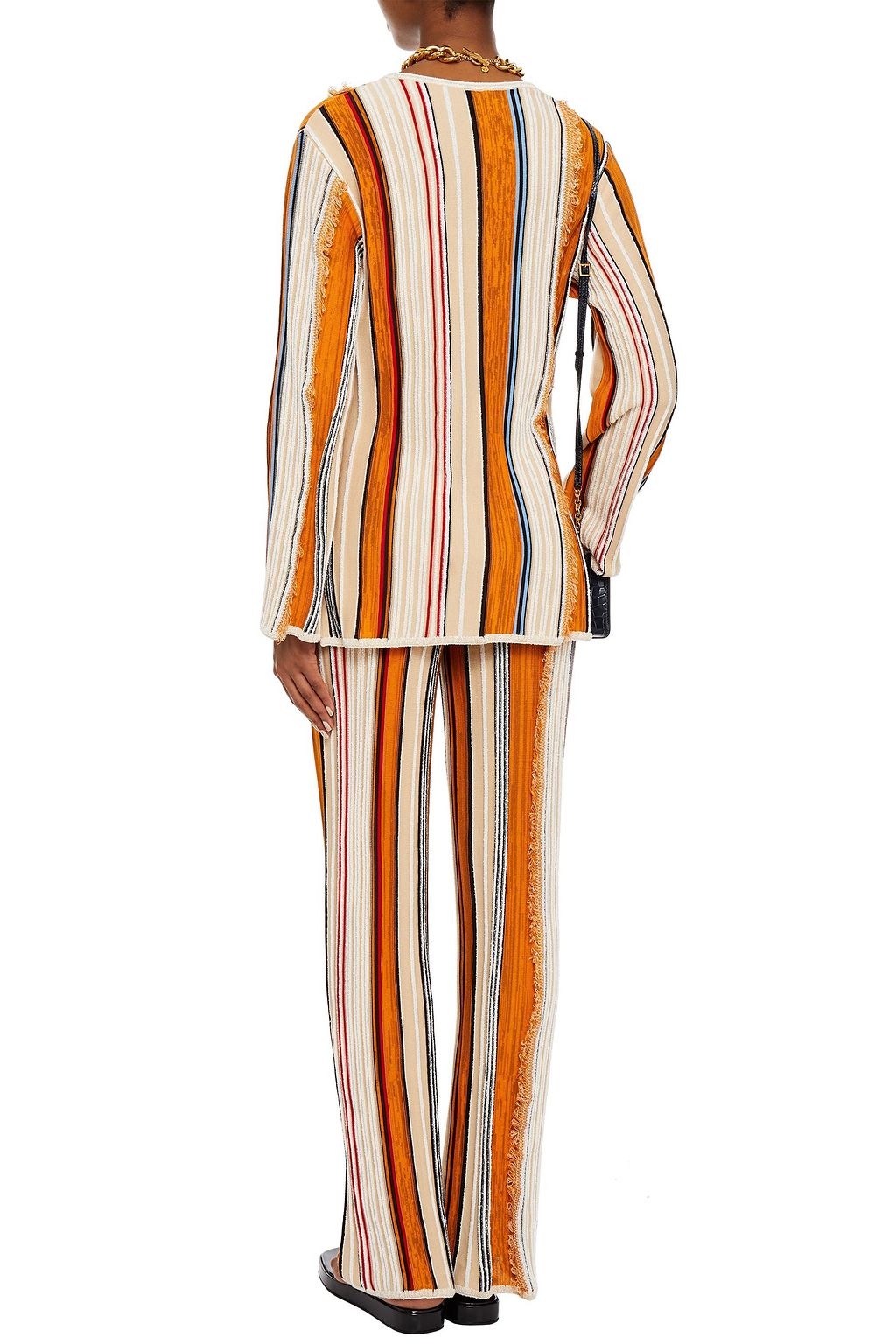 M MISSONI Frayed striped cotton-blend sweater