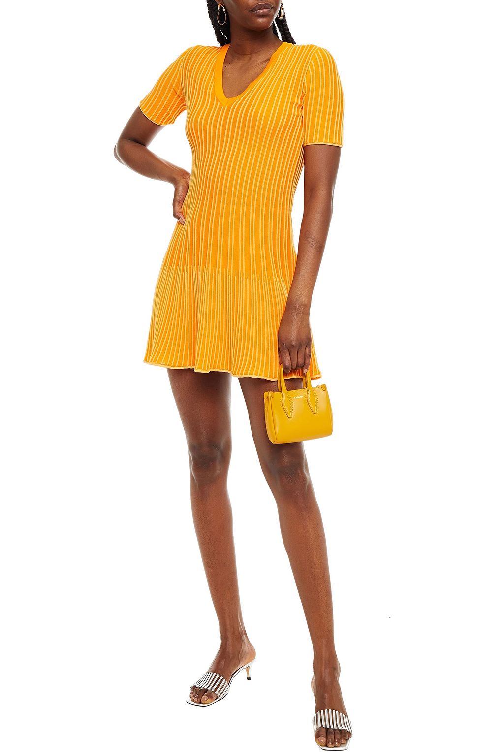 M MISSONI Striped ribbed cotton-blend mini dress