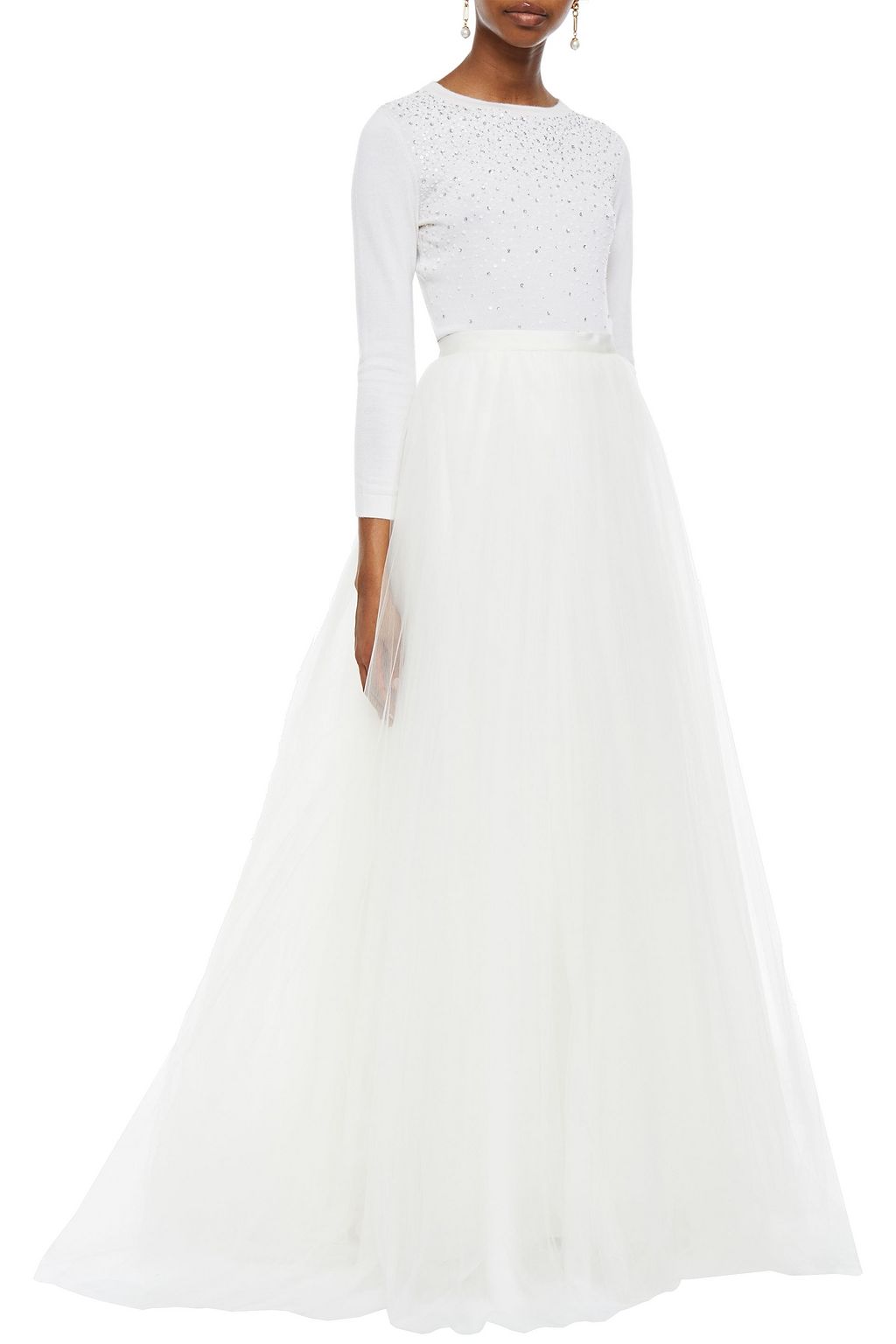 CAROLINA HERRERA Fleurette pleated tulle maxi skirt