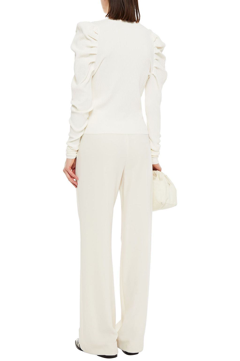 AUTUMN CASHMERE Gathered ribbed-knit cardigan