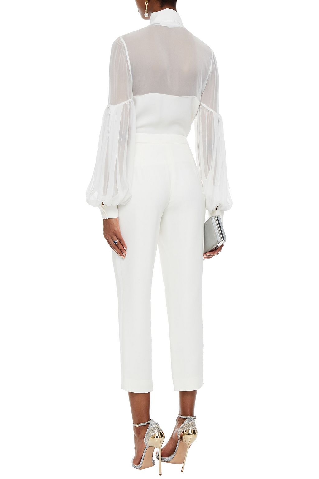 CAROLINA HERRERA Cropped silk-blend crepe tapered pants