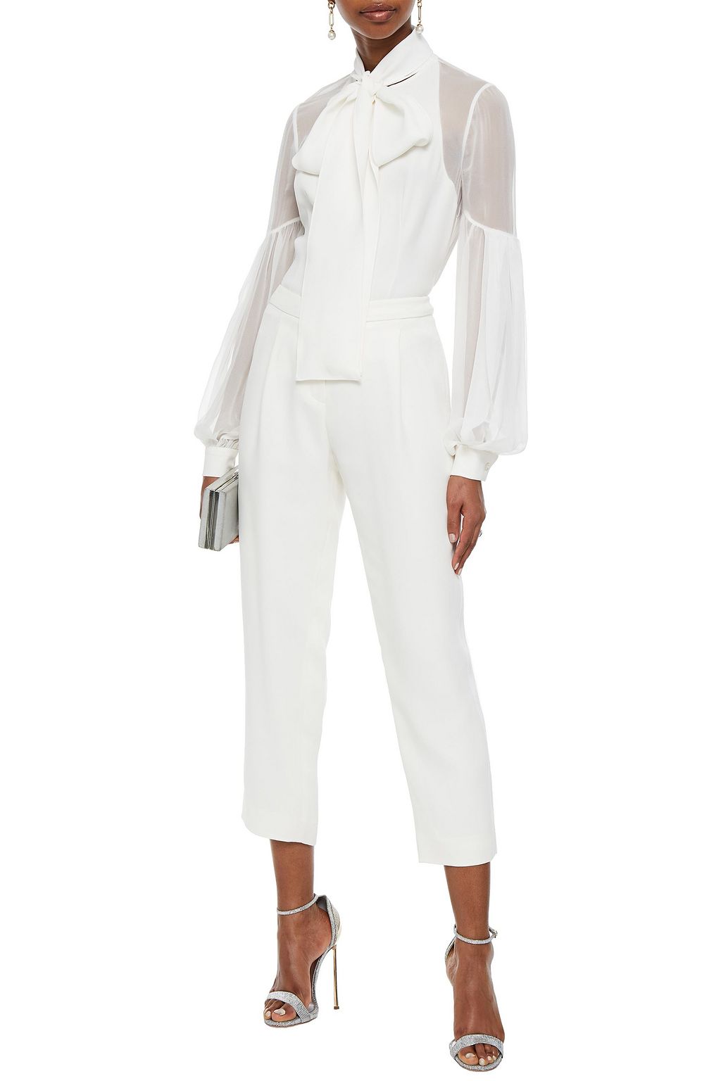 CAROLINA HERRERA Cropped silk-blend crepe tapered pants