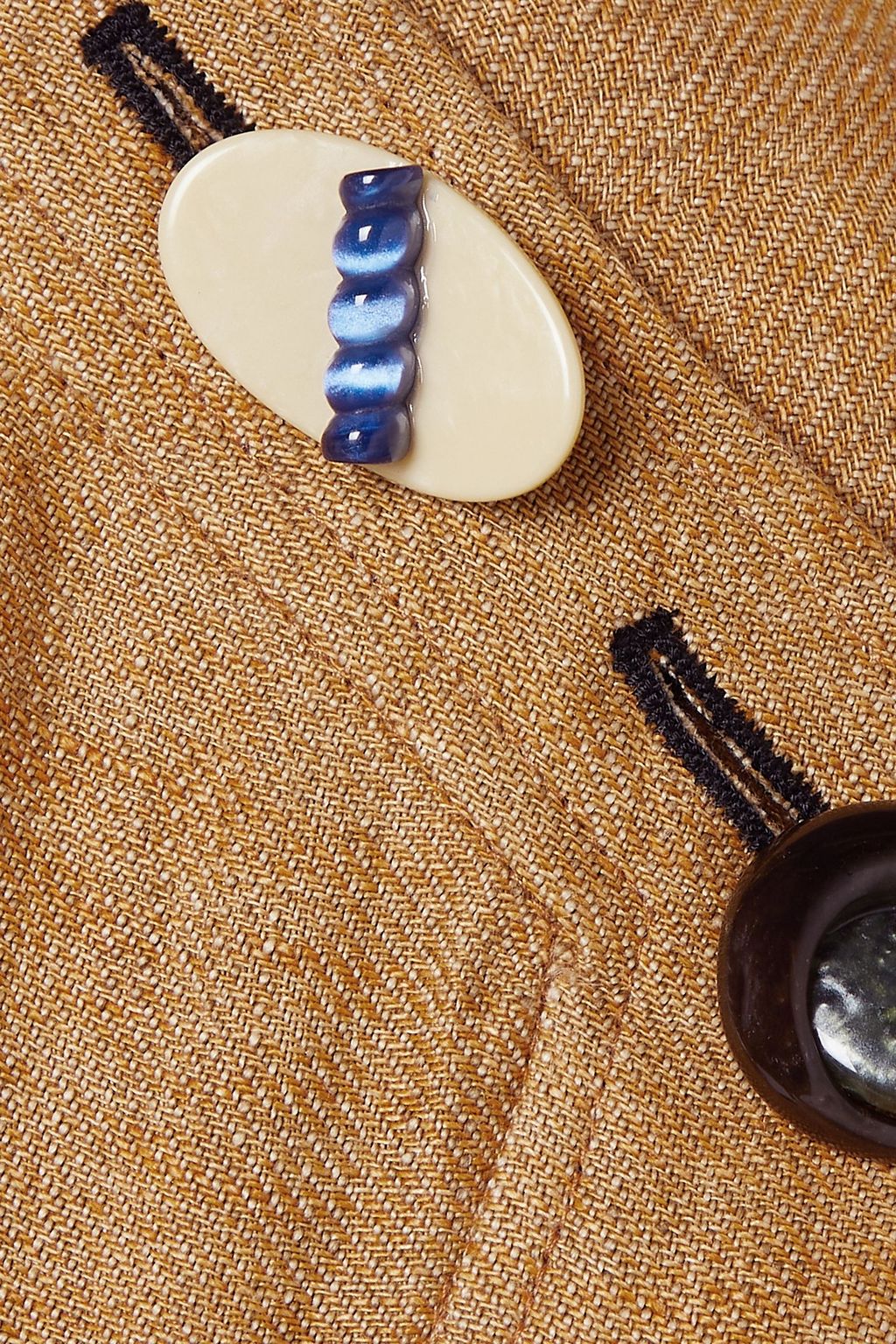 TORY BURCH Midikleid aus Leinen mit Zierknöpfen