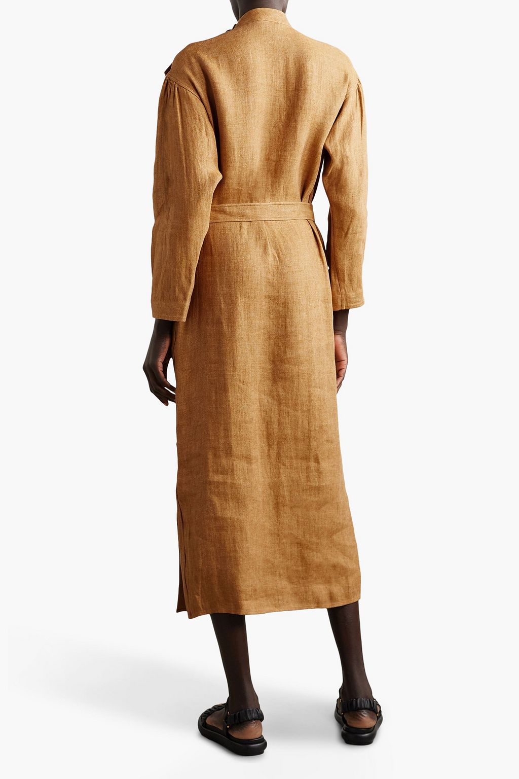 TORY BURCH Midikleid aus Leinen mit Zierknöpfen