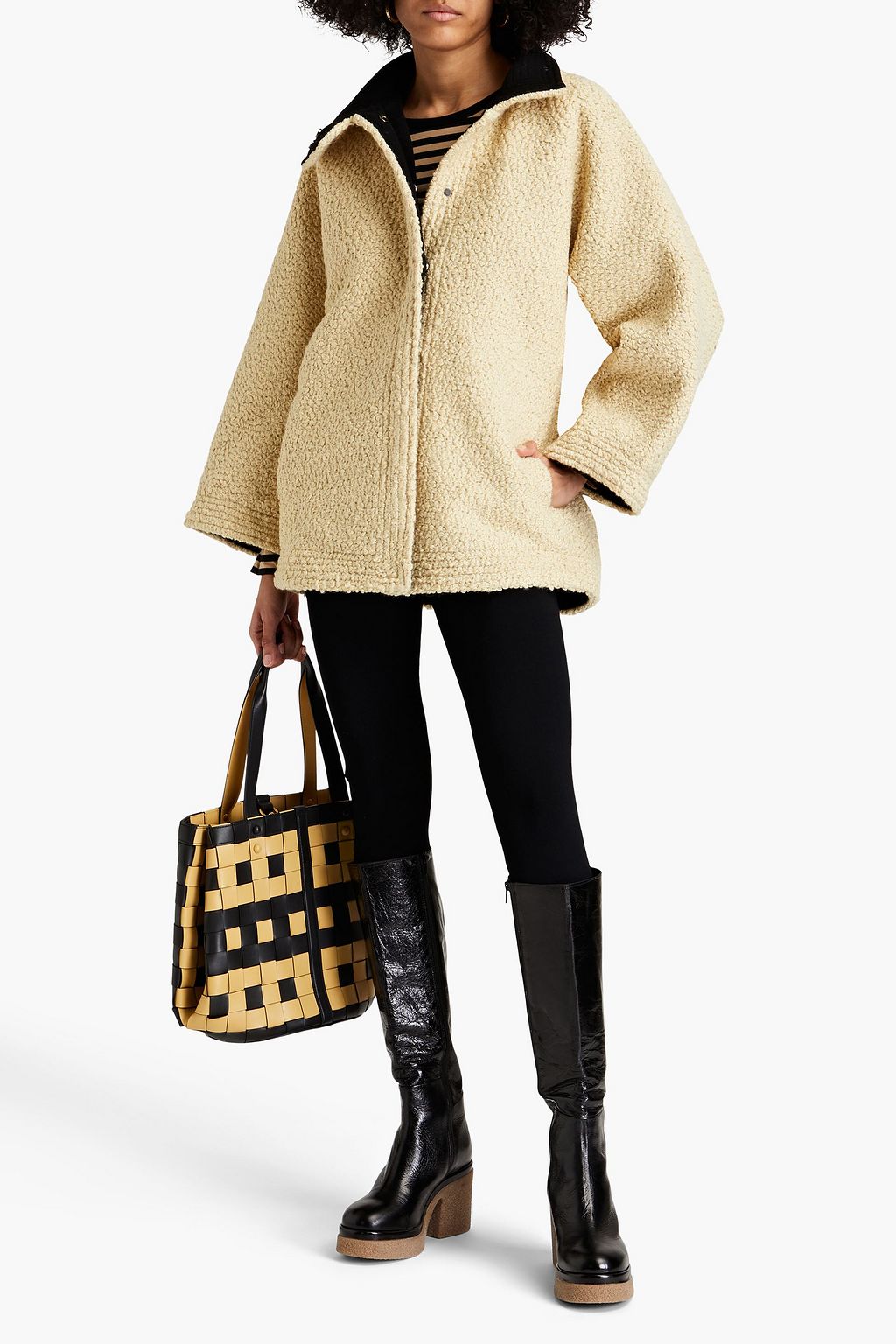 TORY BURCH جاكيت من الصوف بنمط بوكليه
