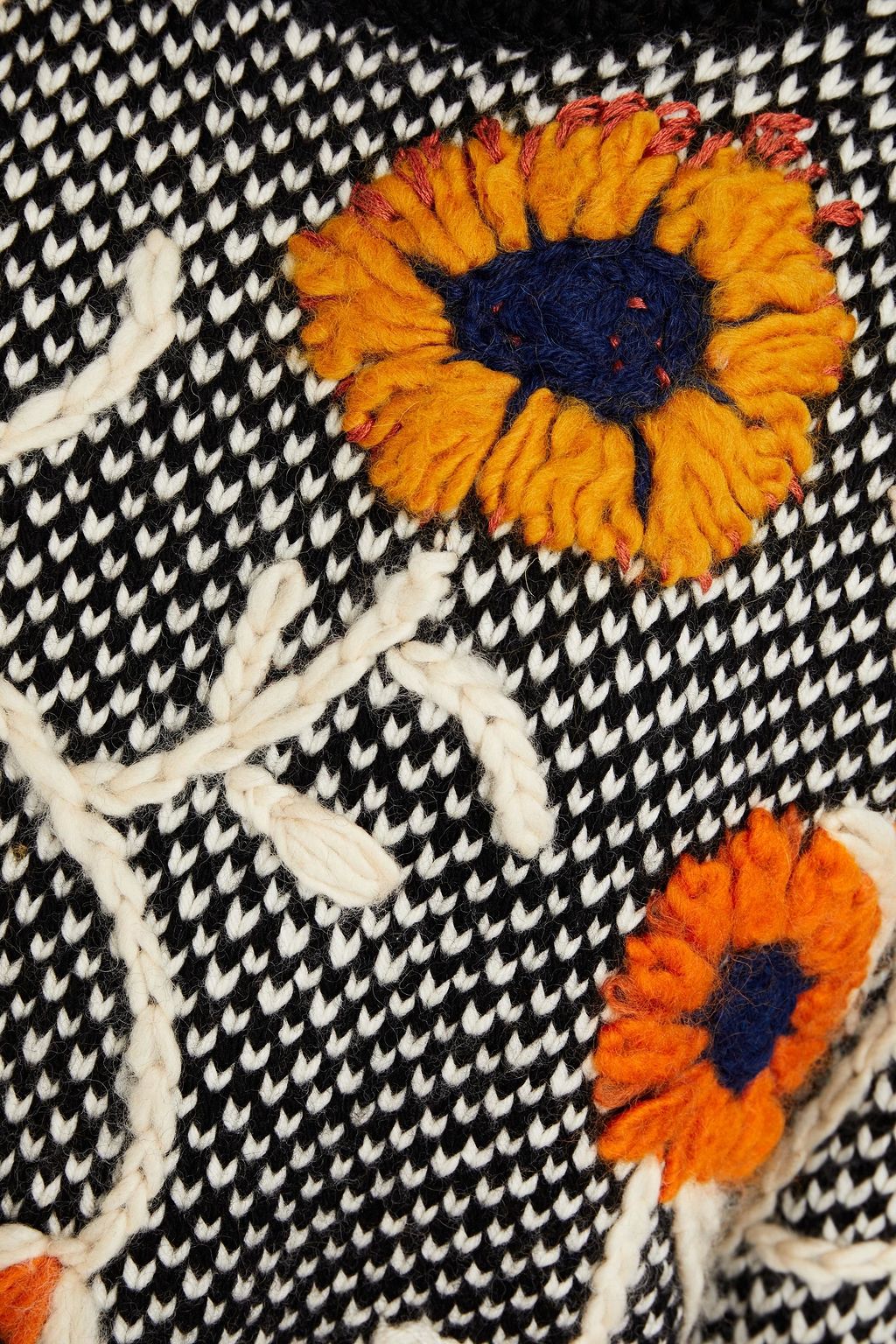 TORY BURCH Embroidered jacquard-knit wool sweater