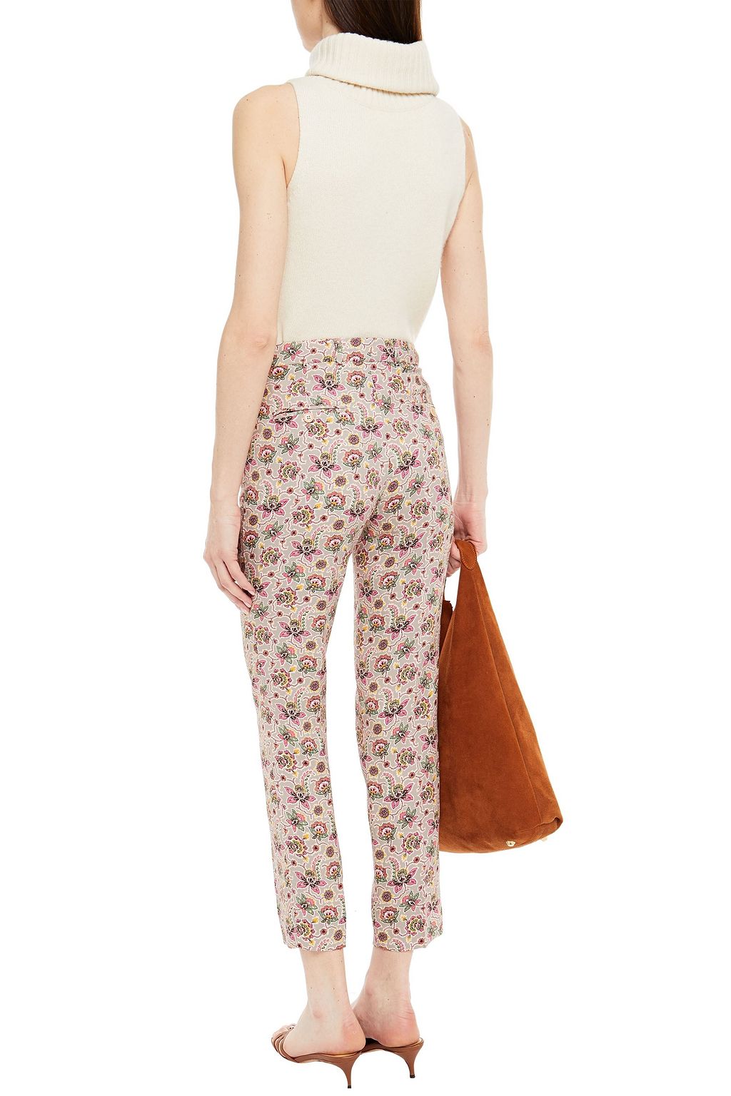 ETRO Cropped floral-print twill slim-leg pants