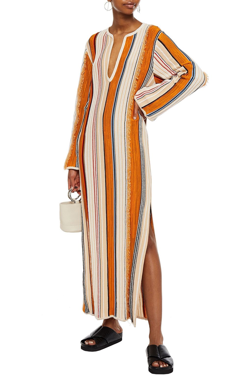 M MISSONI Frayed striped cotton-blend kaftan