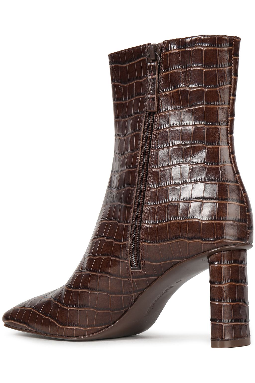REFORMATION Croc-effect leather ankle boots