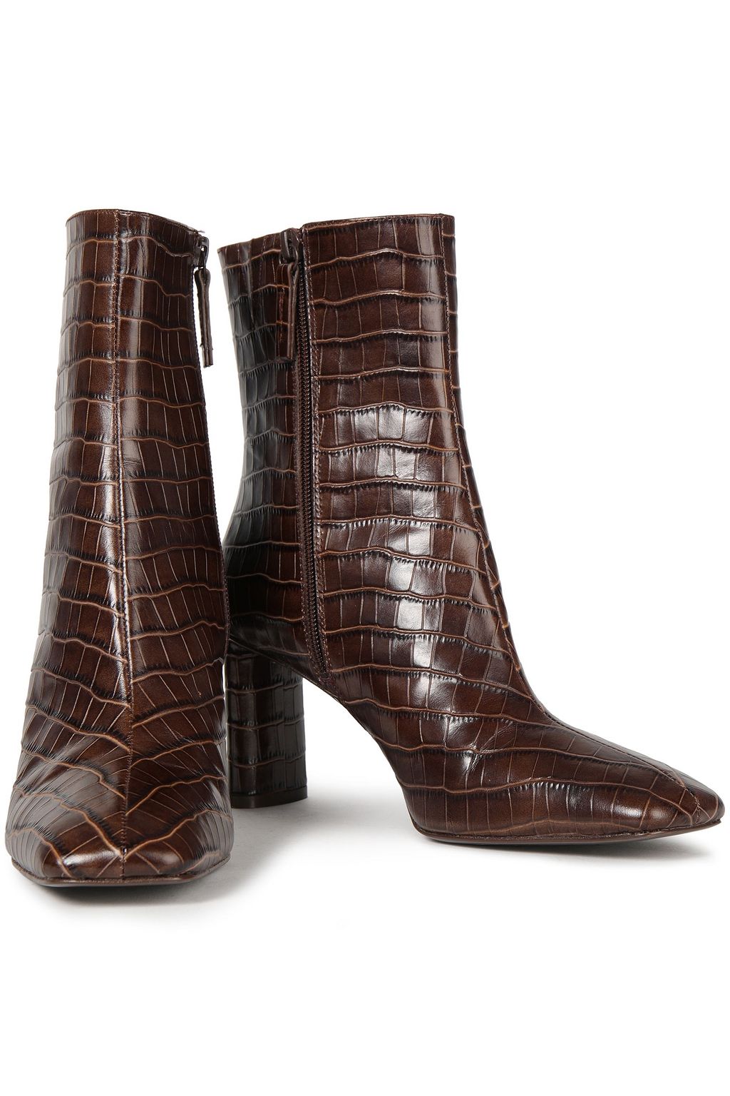 REFORMATION Croc-effect leather ankle boots
