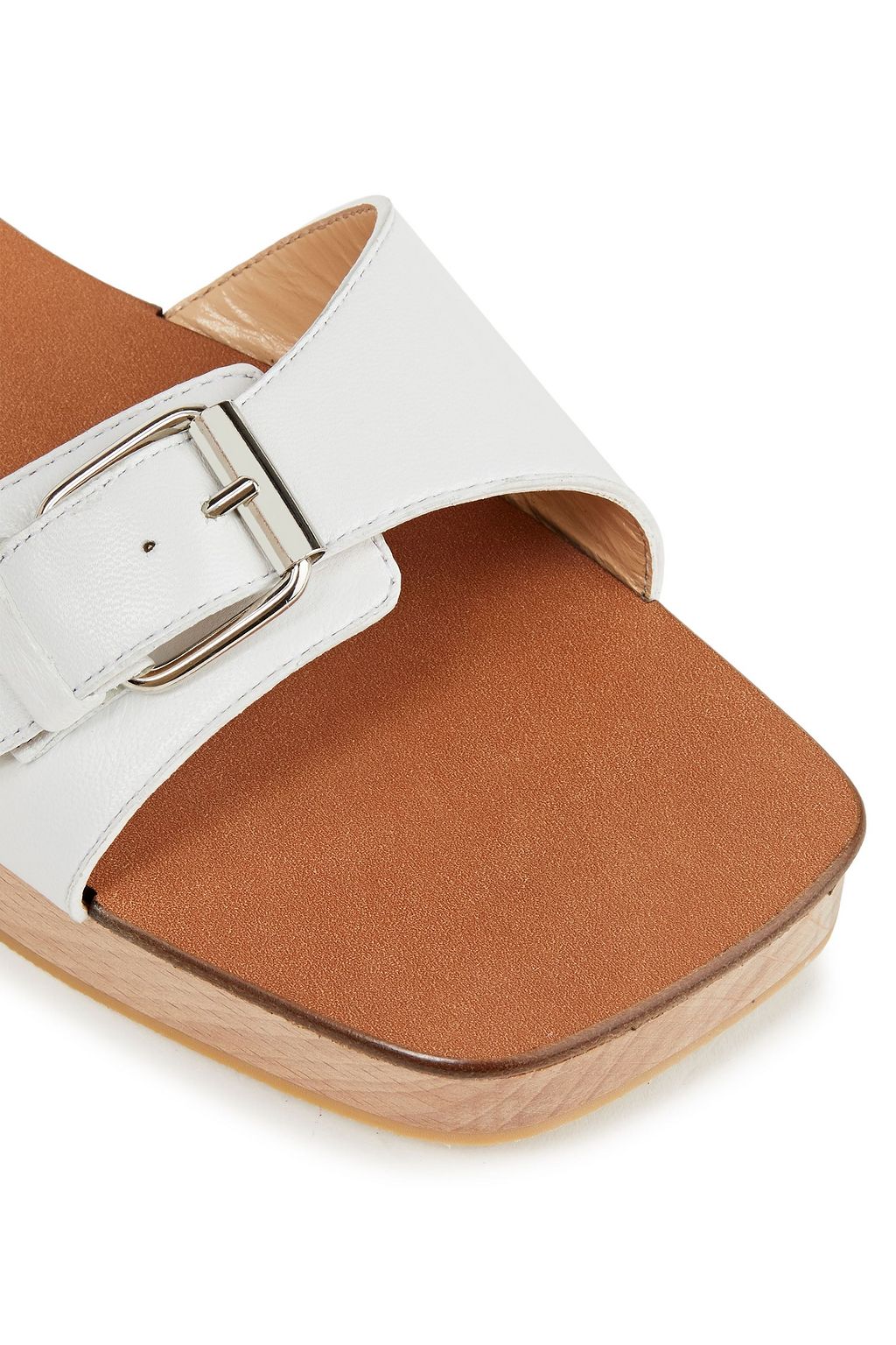 BY FAR Sam buckled metallic leather slides