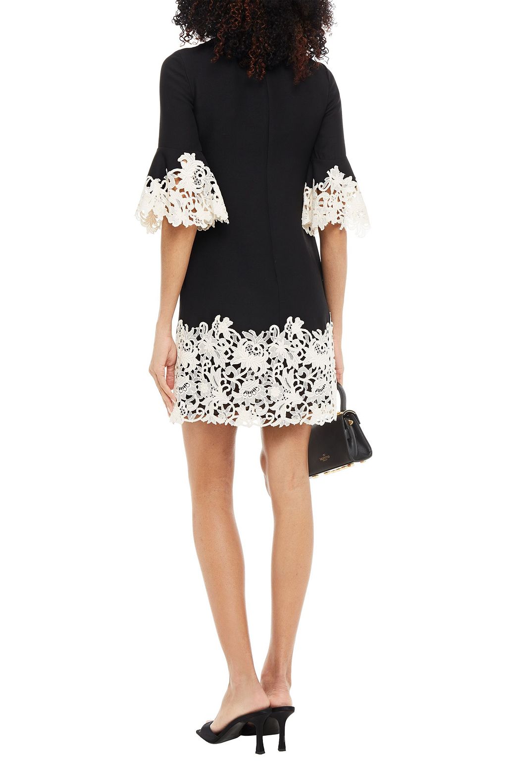 VALENTINO GARAVANI Cotton-blend twill and guipure lace mini dress