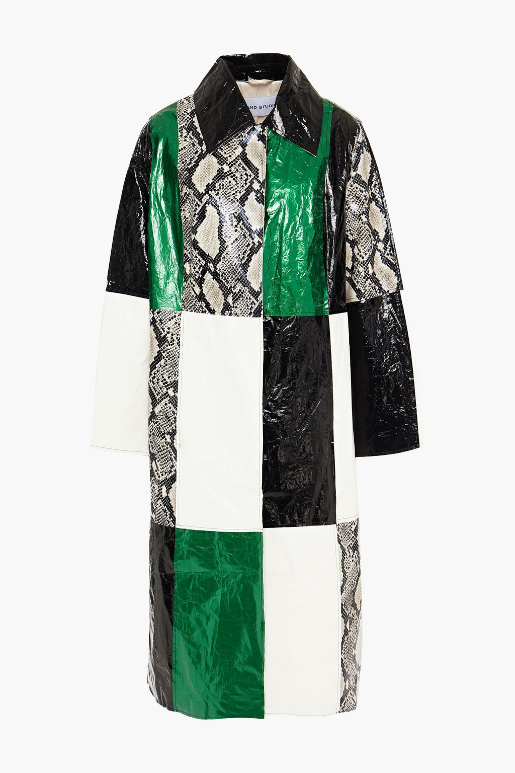 STAND STUDIO Patchwork-effect coated faux leather coat