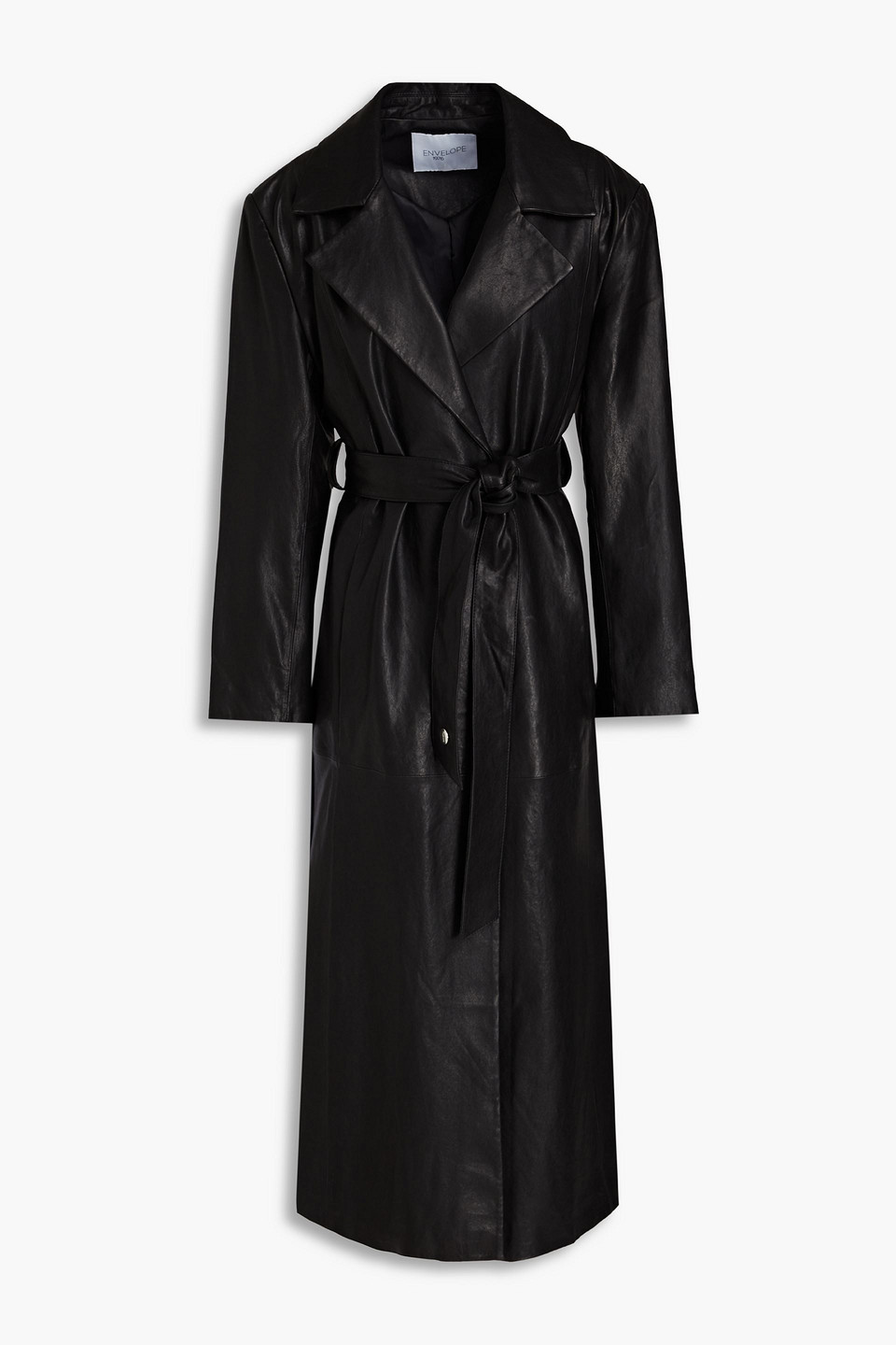 Envelope 1976 Perpignan Pebbled-leather Trench Coat In Black