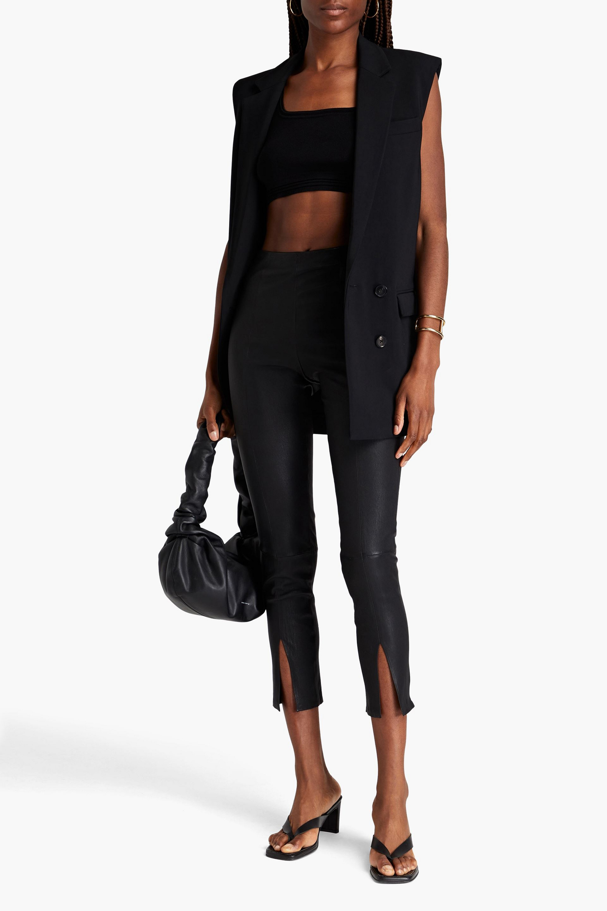 Theory Cropped leather leggings