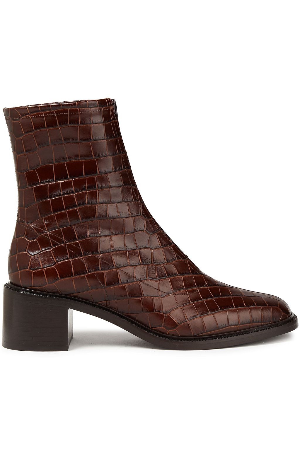 croc effect ankle boots