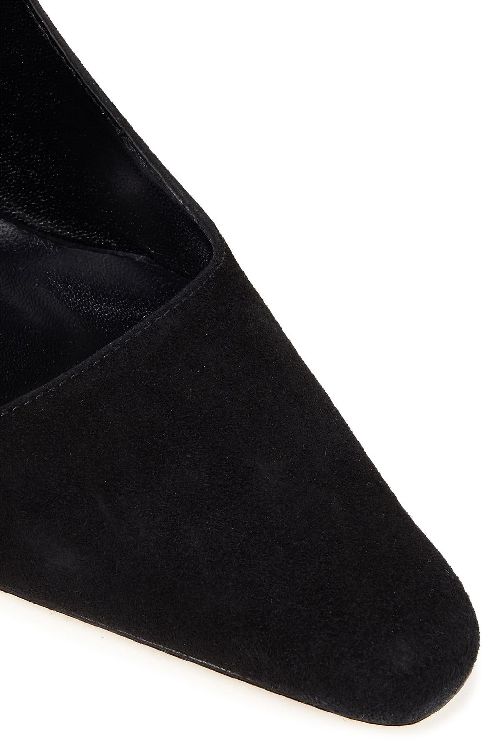 BY FAR Diana crystal-embellished suede slingback pumps