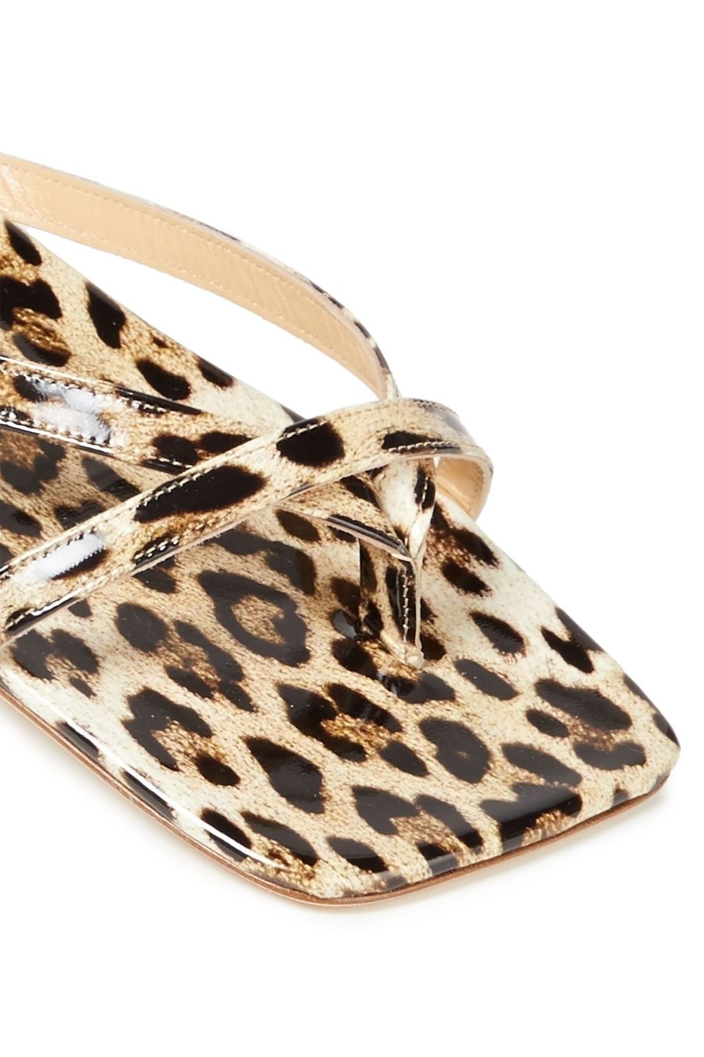 BY FAR Deni leopard-print patent-leather sandals