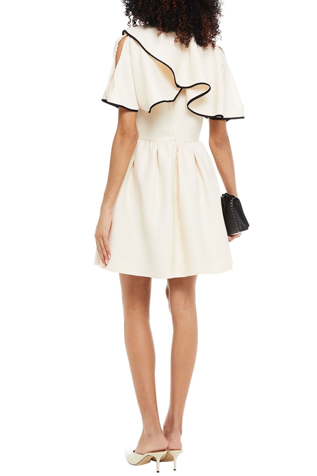 VALENTINO GARAVANI Cape-effect wool and silk-blend crepe mini dress