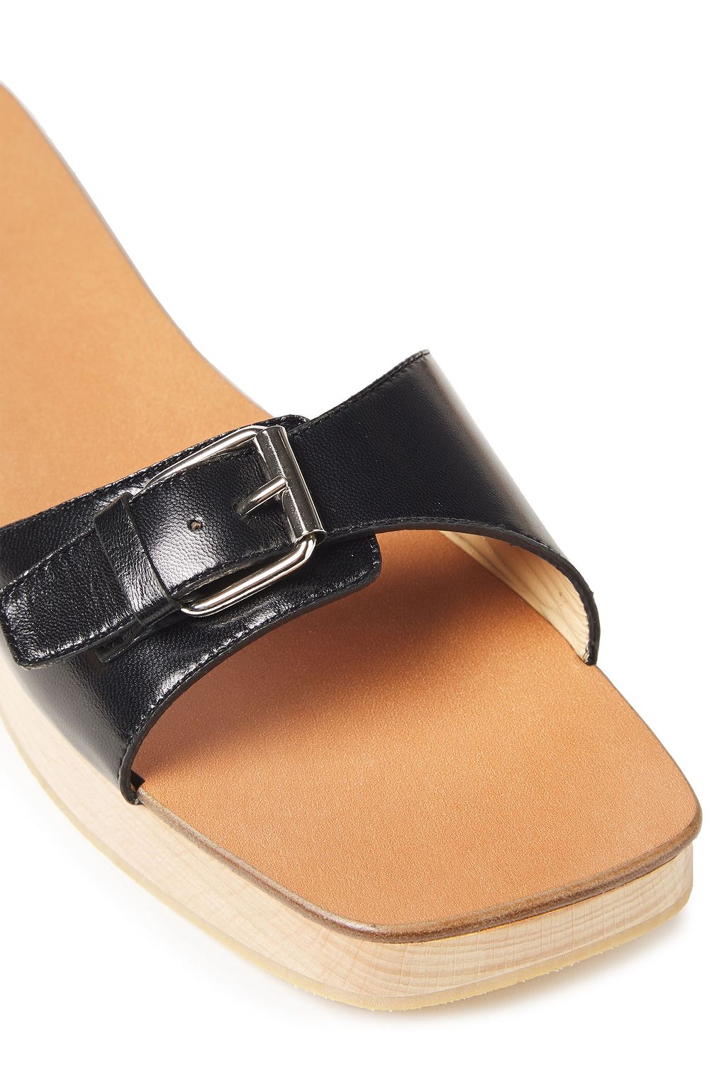 BY FAR Sam buckled metallic leather slides