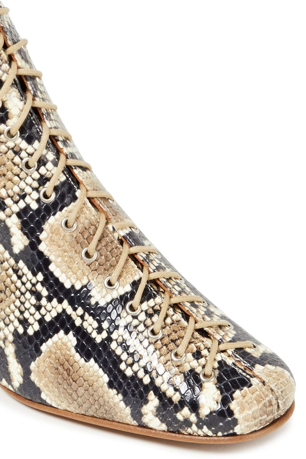 BY FAR Becca snake-effect leather ankle boots