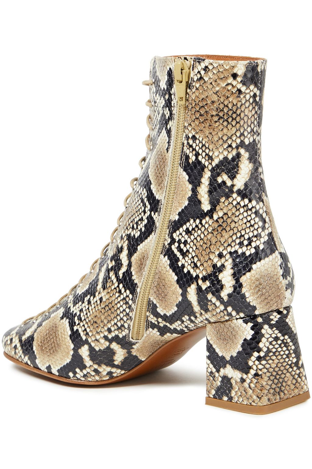 BY FAR Becca snake-effect leather ankle boots