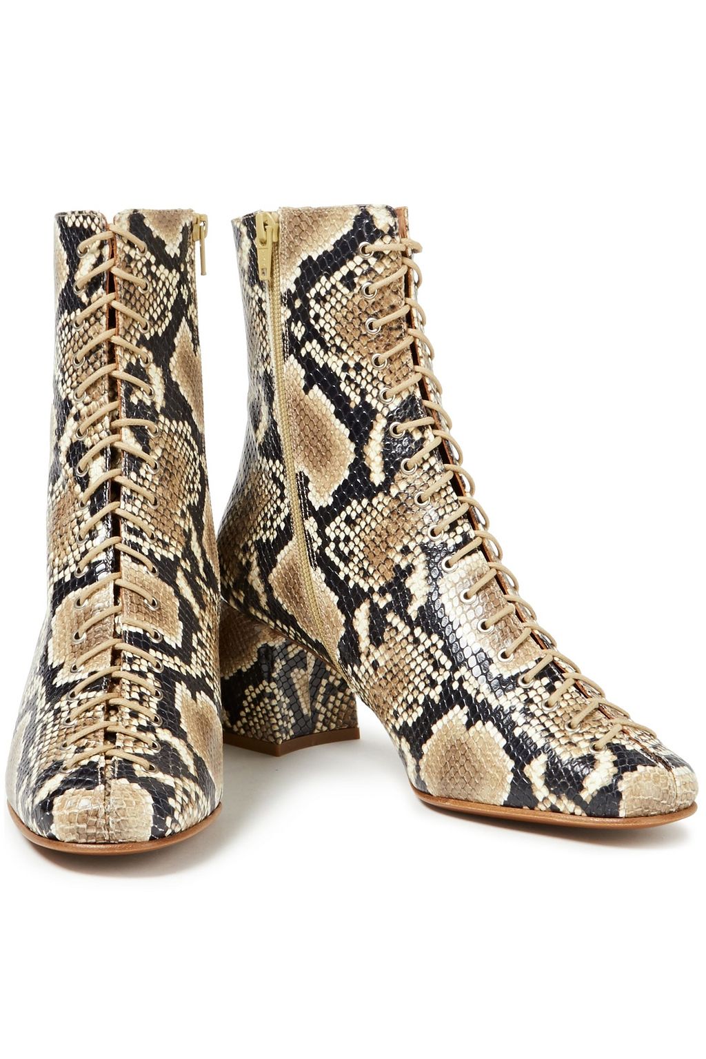 BY FAR Becca snake-effect leather ankle boots