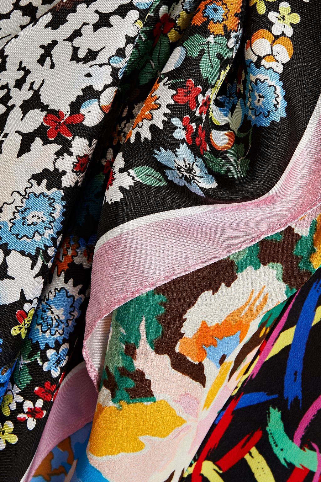 M MISSONI Draped printed satin-twill and crepe maxi shirt dress