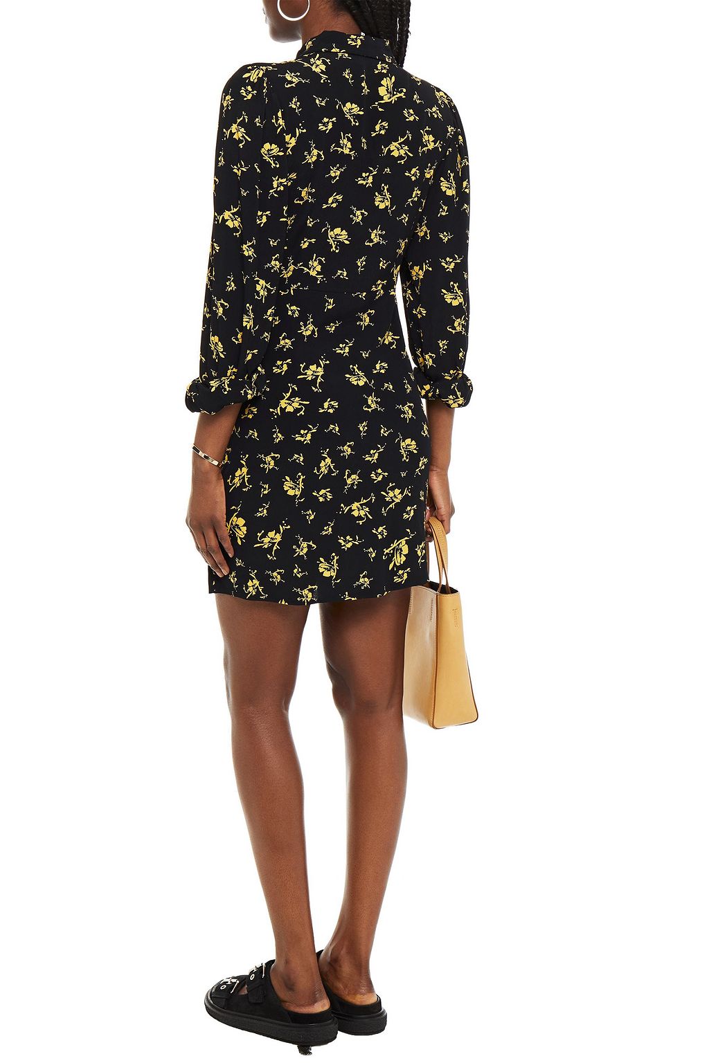 GANNI Hemdkleid in Minilänge aus Crêpe de Chine mit floralem Print