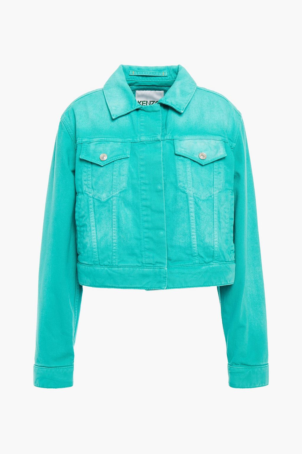 cropped green denim jacket
