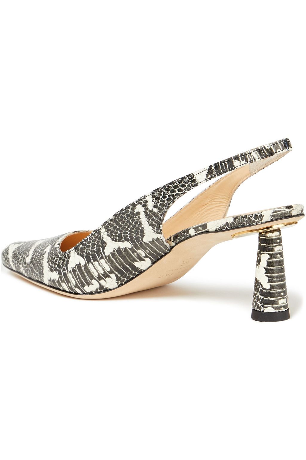 BY FAR Diana snake-effect leather slingback pumps