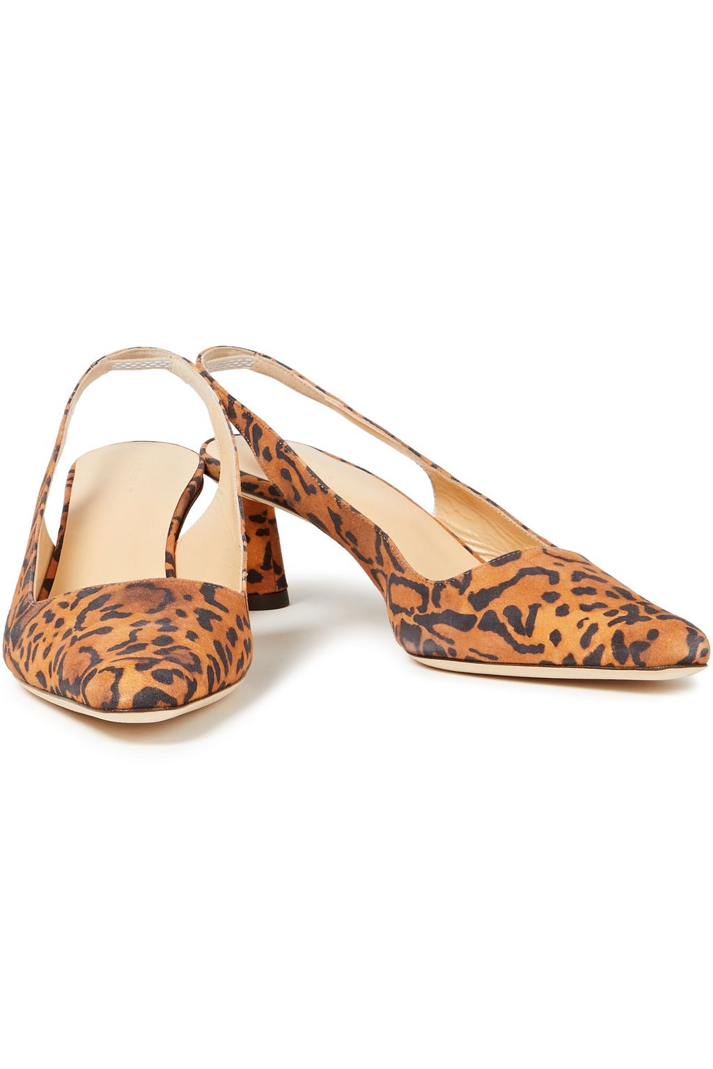 BY FAR Diana leopard-print suede slingback pumps