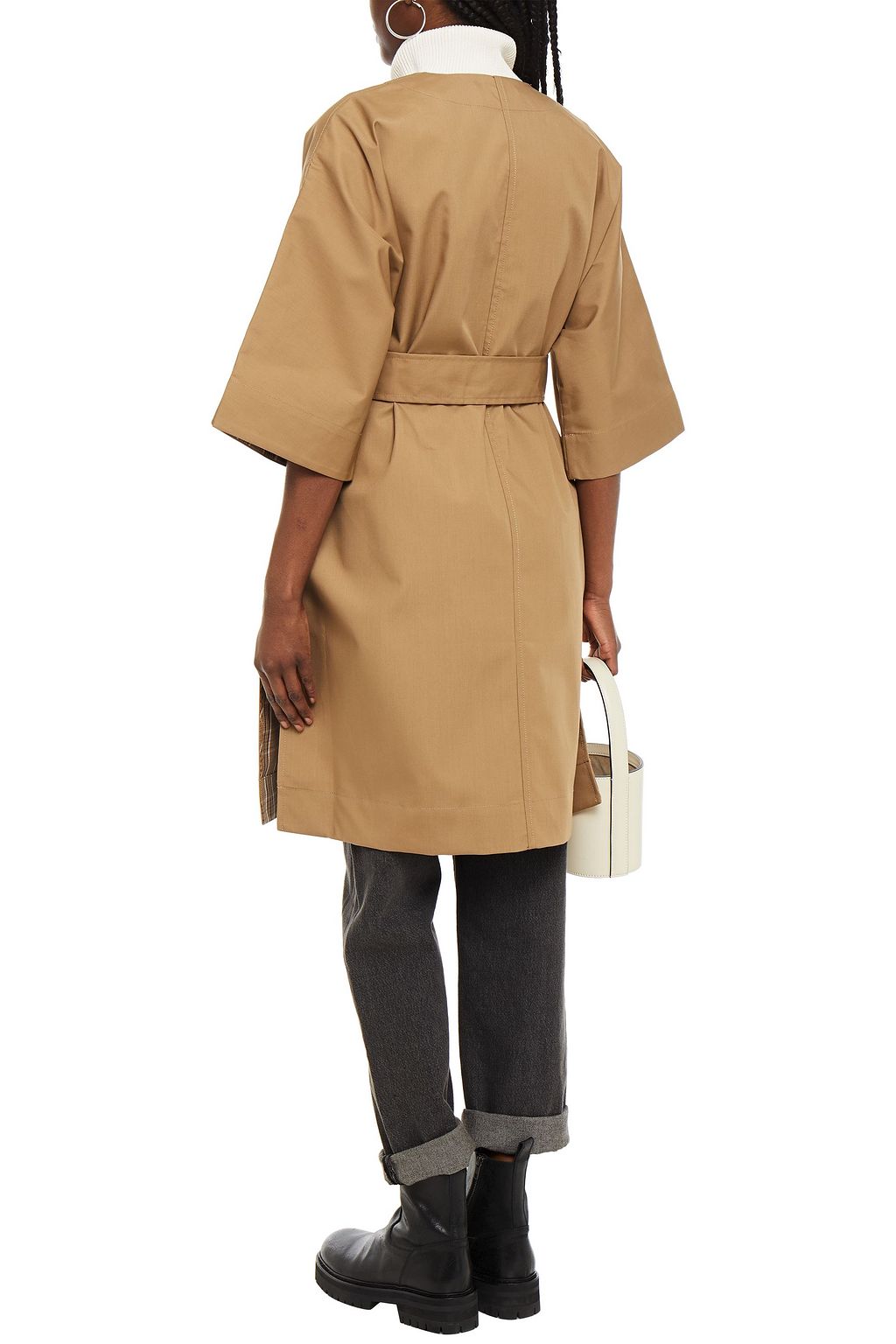 GANNI Belted cotton-blend coat | THE OUTNET