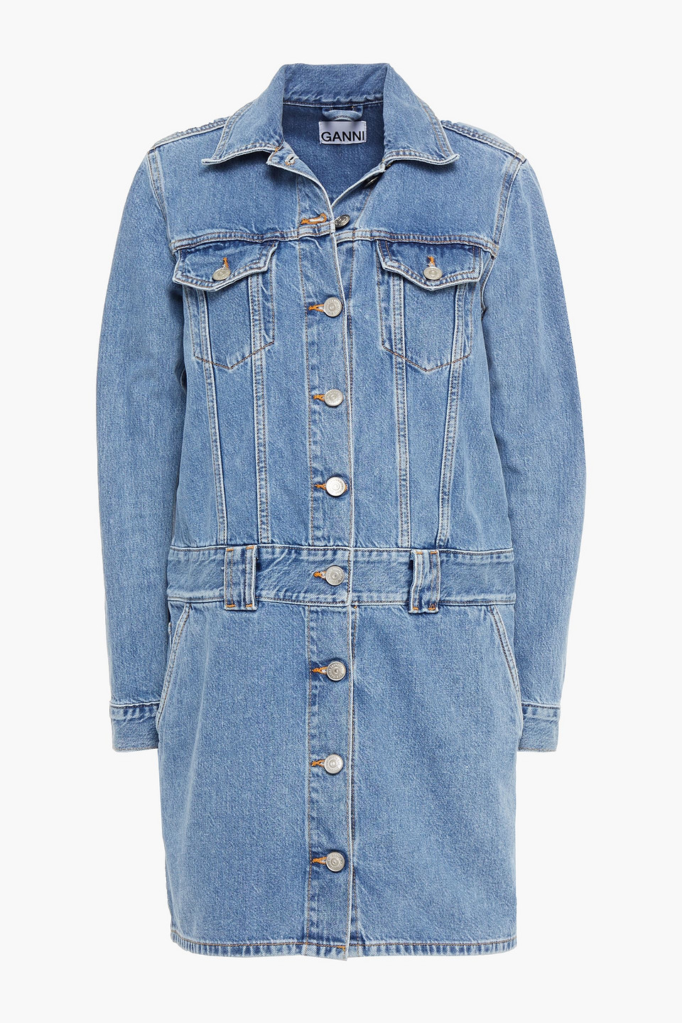 GANNI Ganni Woman Denim Mini Shirt 