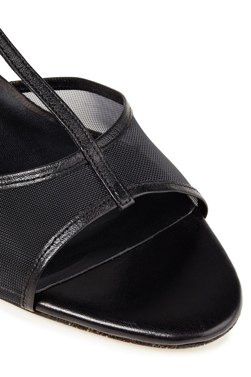 BY FAR Baby mesh-trimmed leather sandals