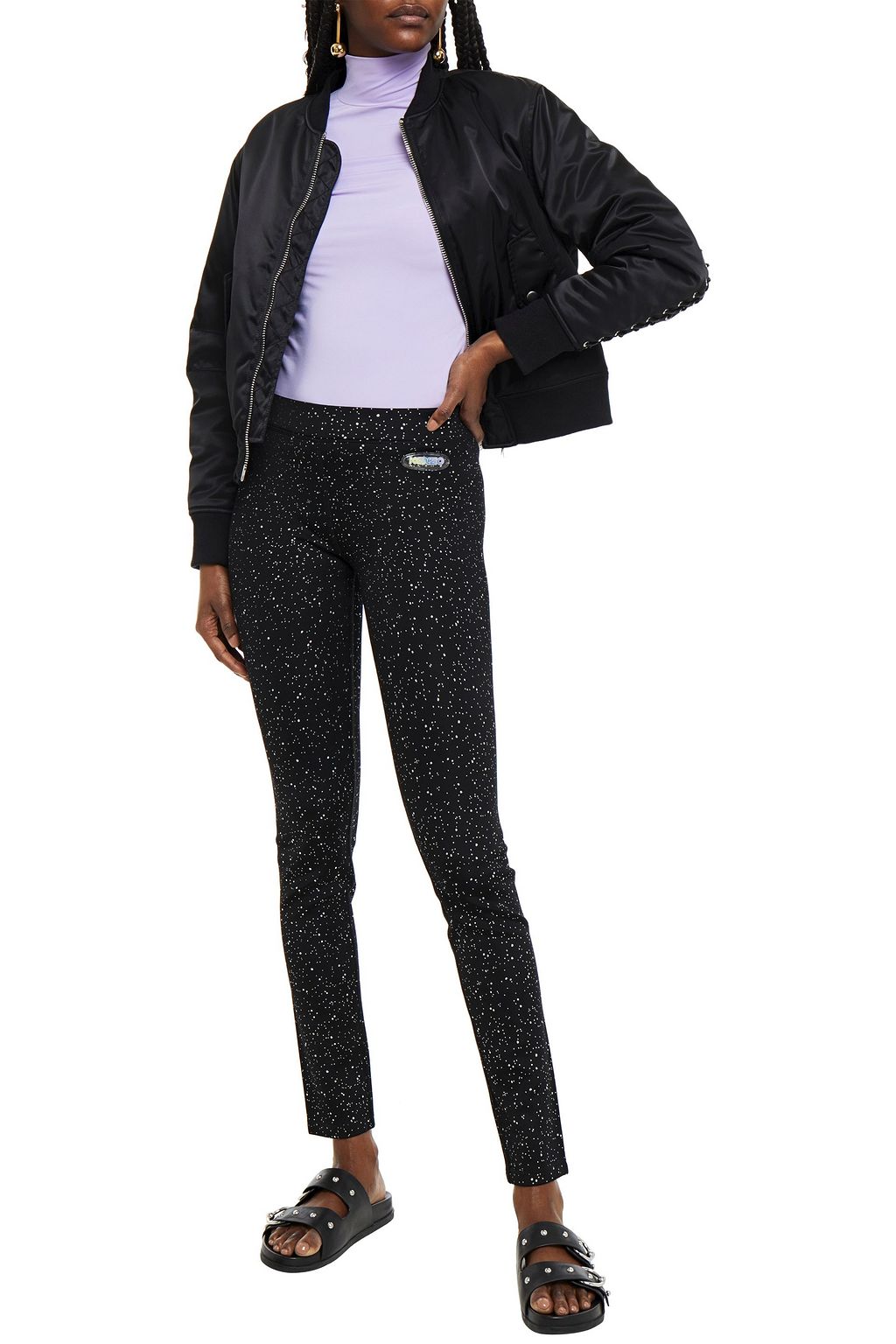 KENZO Metallic printed stretch-ponte leggings