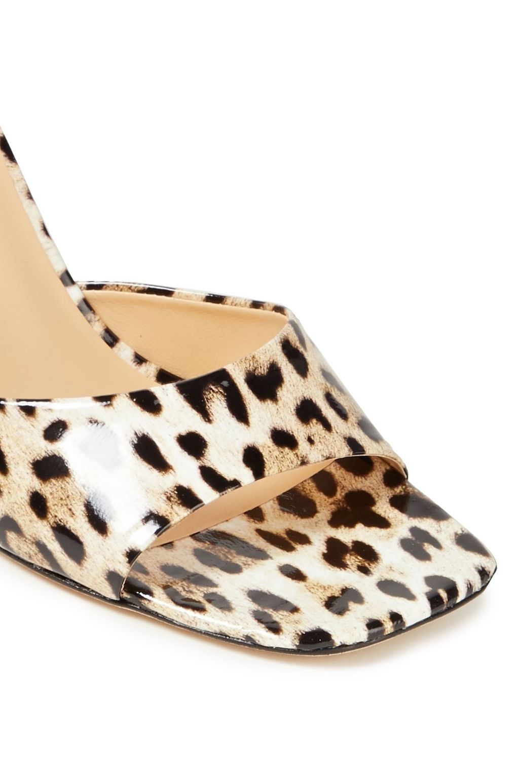 BY FAR Juju leopard-print patent-leather mules