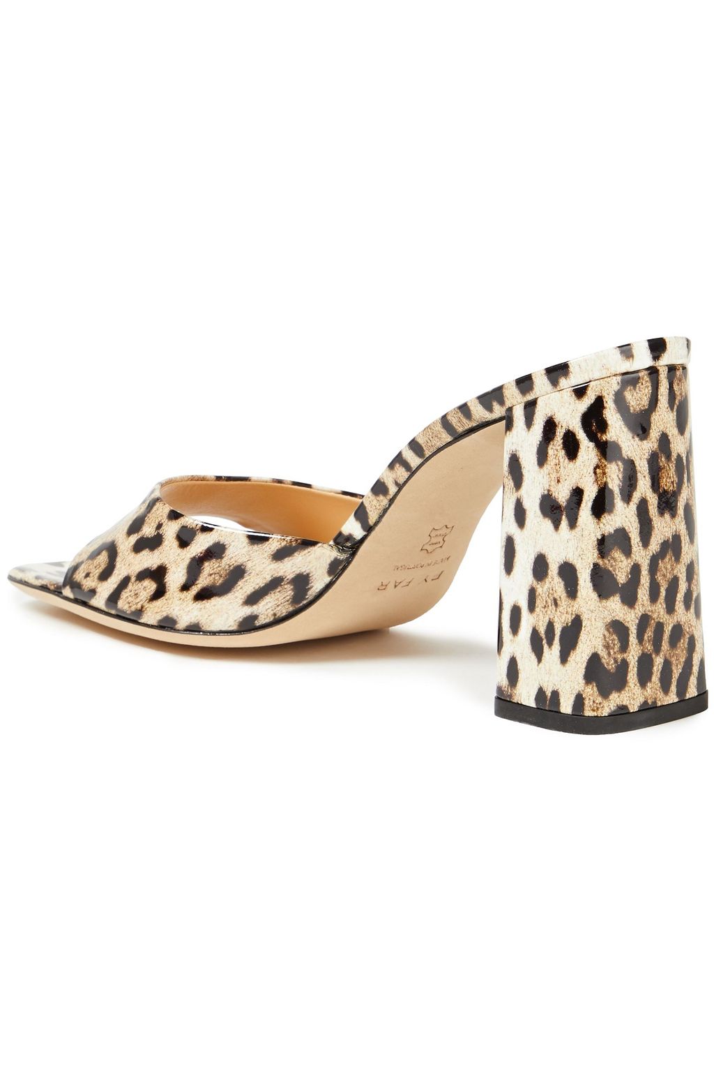 BY FAR Juju leopard-print patent-leather mules