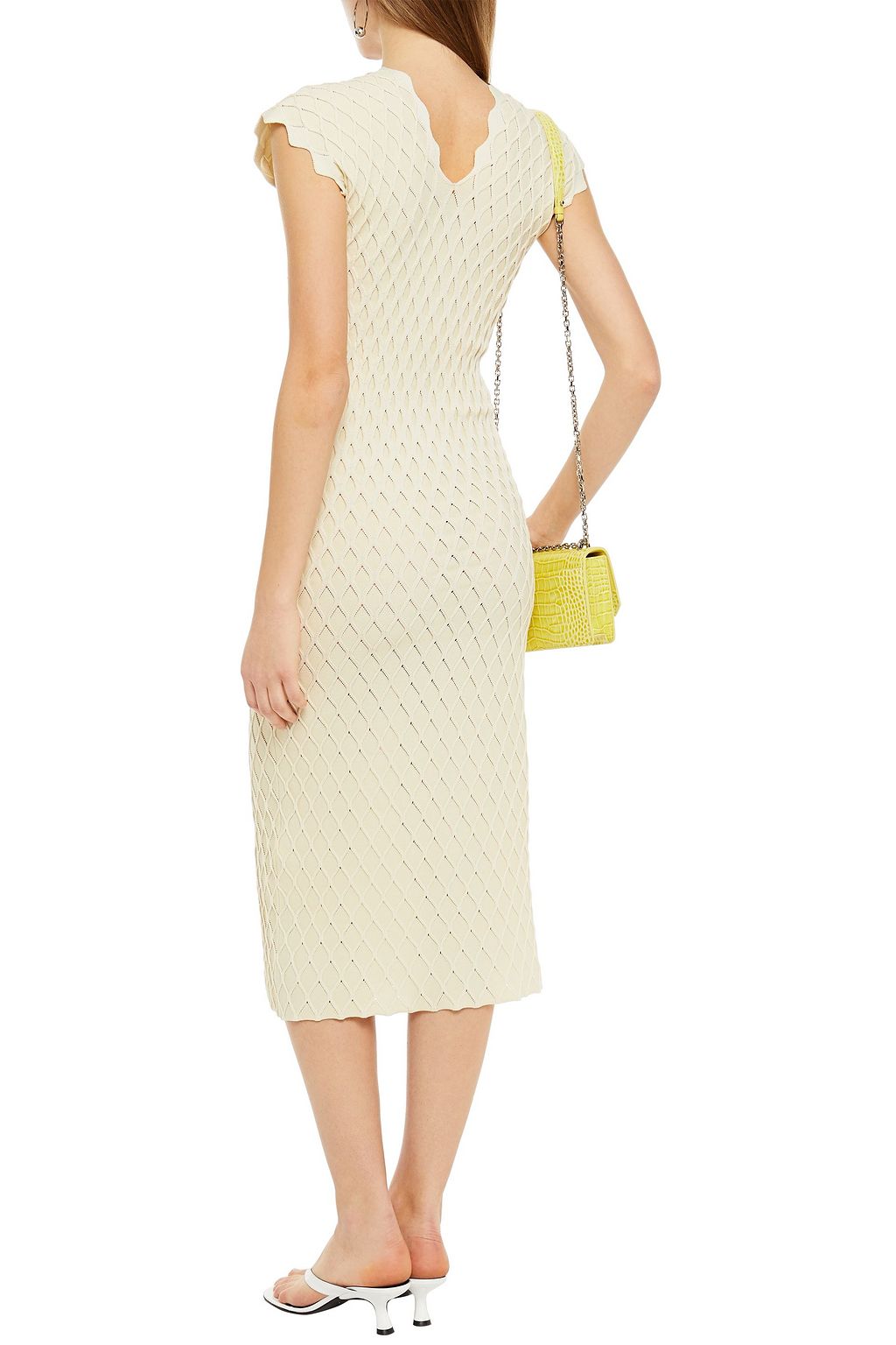 KENZO Rickrack-trimmed cable-knit midi dress