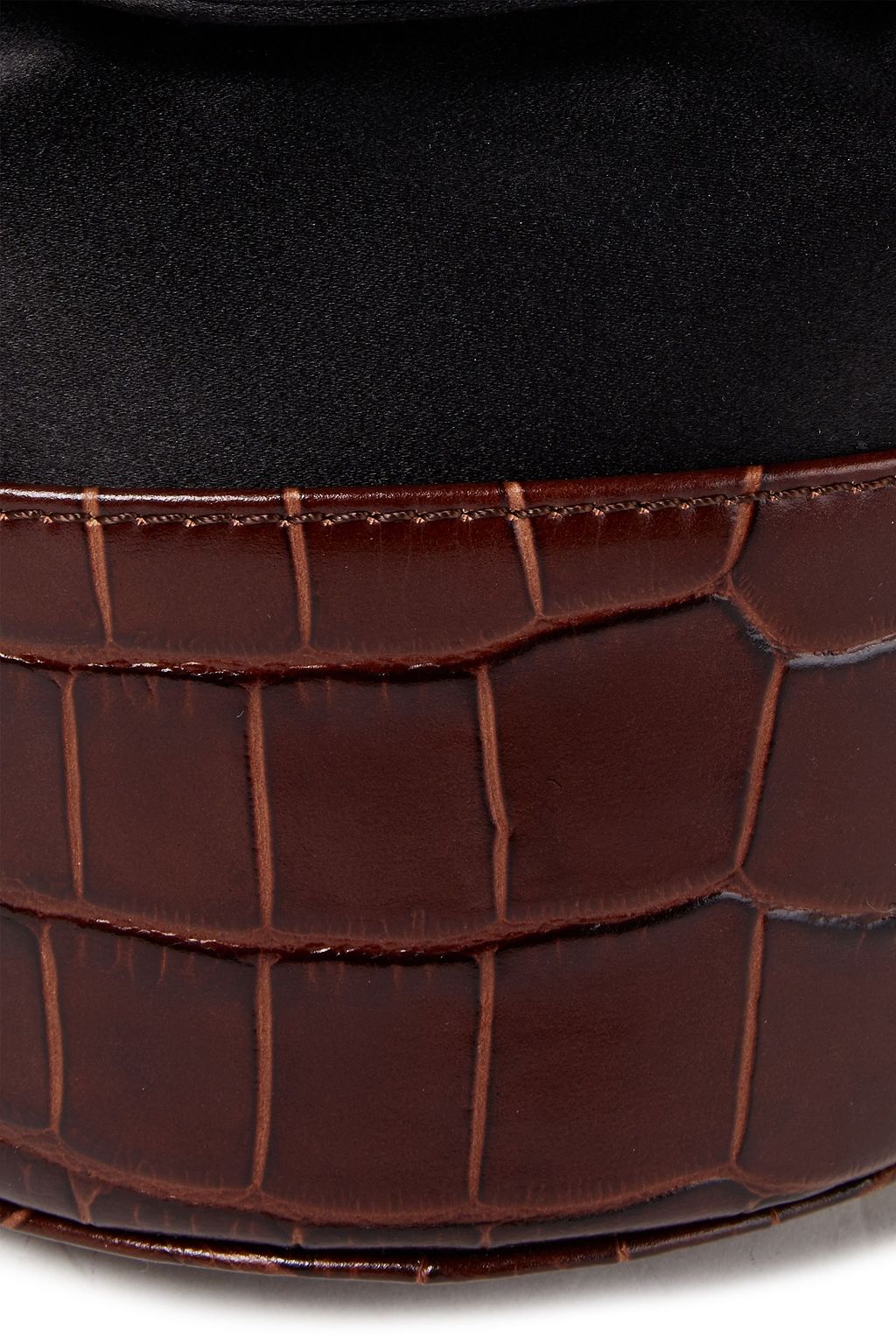 BY FAR Jamie paneled silk-satin and leather shoulder bag