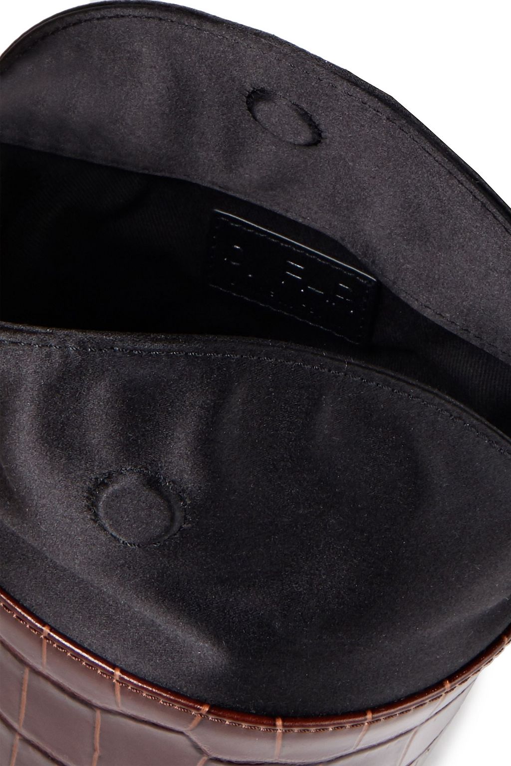 BY FAR Jamie paneled silk-satin and leather shoulder bag