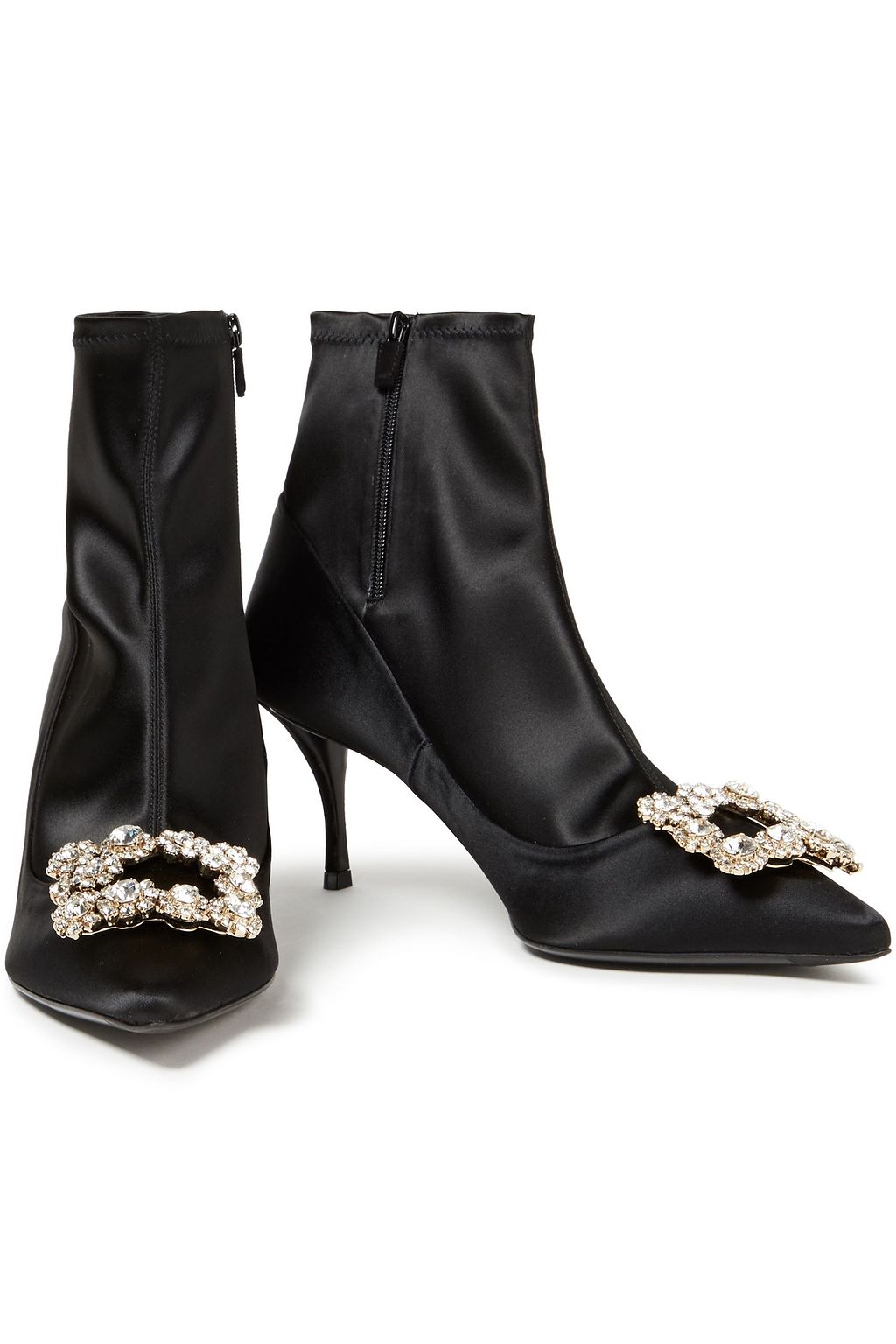 ROGER VIVIER Crystal-embellished stretch-satin ankle boots
