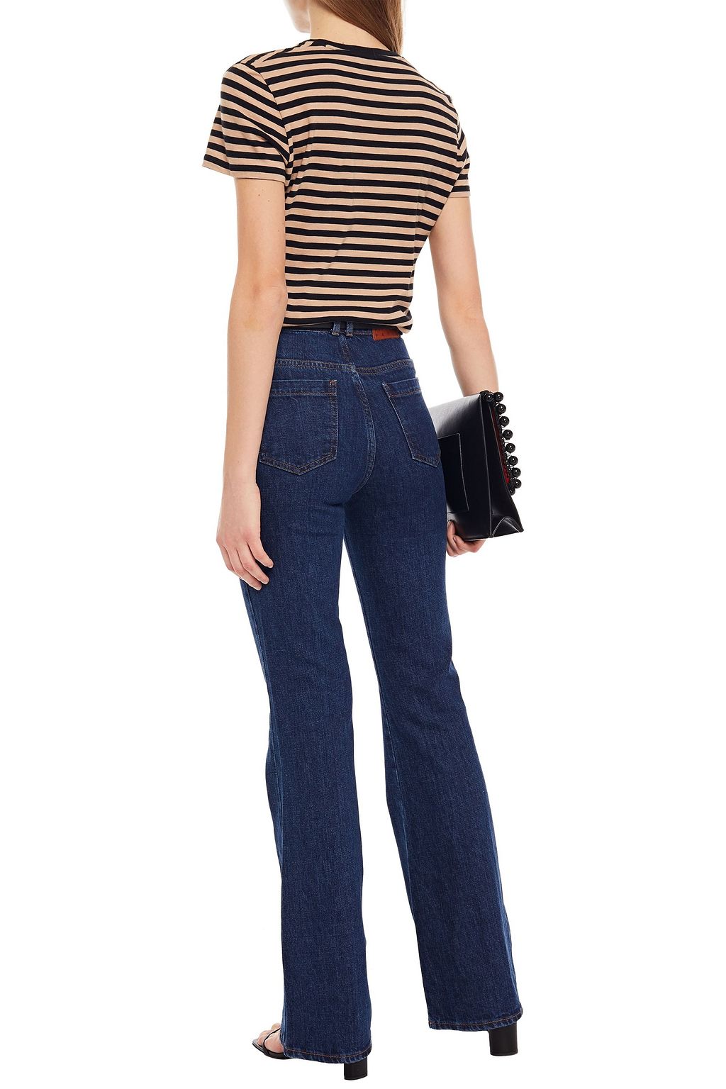ANDREA CREWS X CLAUDIE PIERLOT Broderie anglaise-trimmed high-rise flared jeans