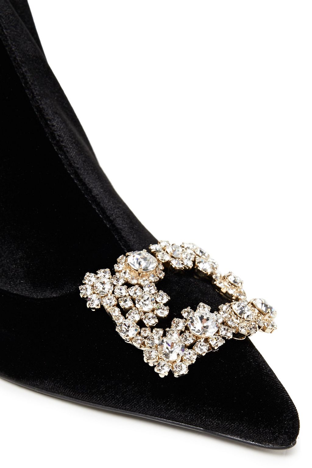 ROGER VIVIER Crystal-embellished velvet over-the-knee boots