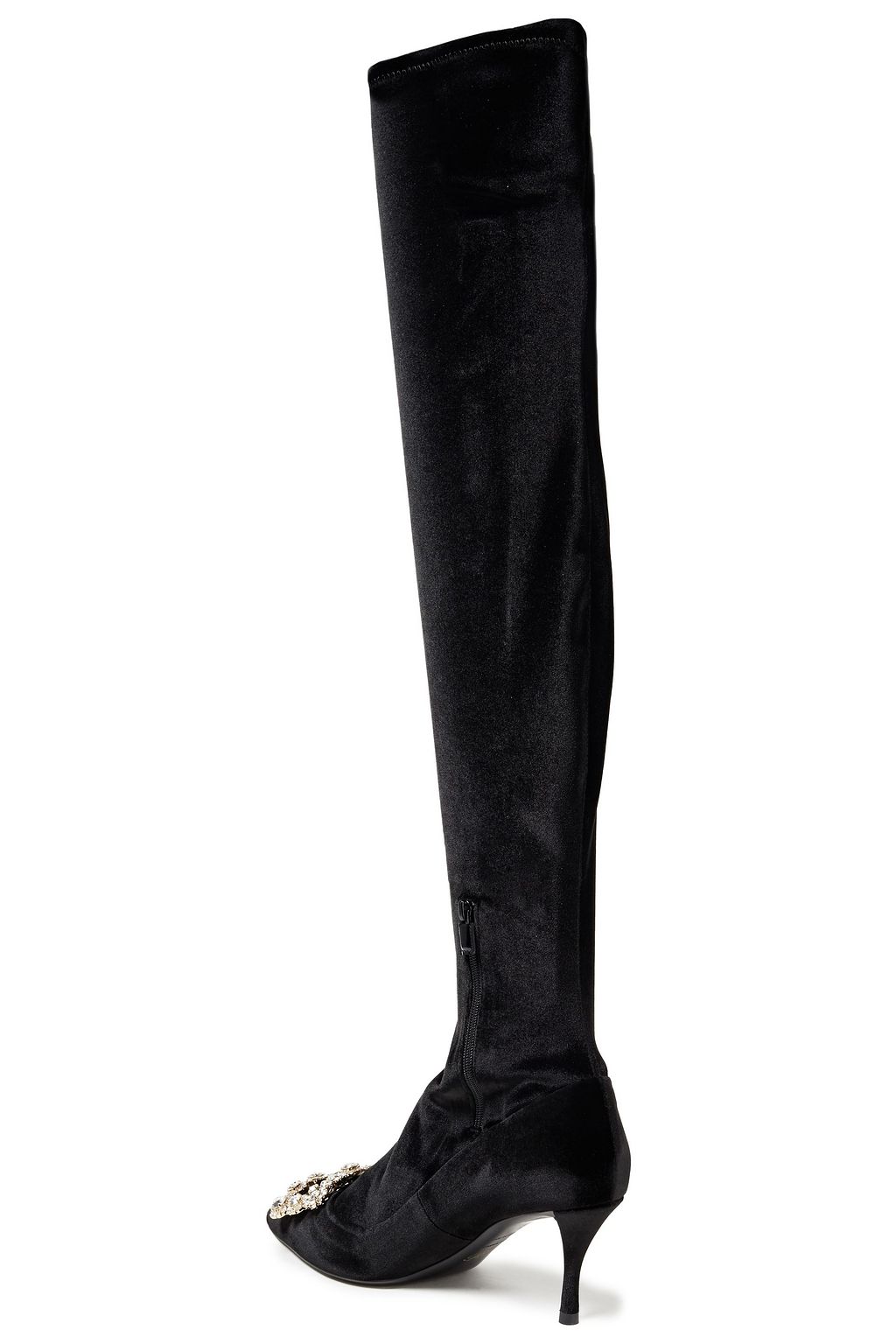 ROGER VIVIER Crystal-embellished velvet over-the-knee boots