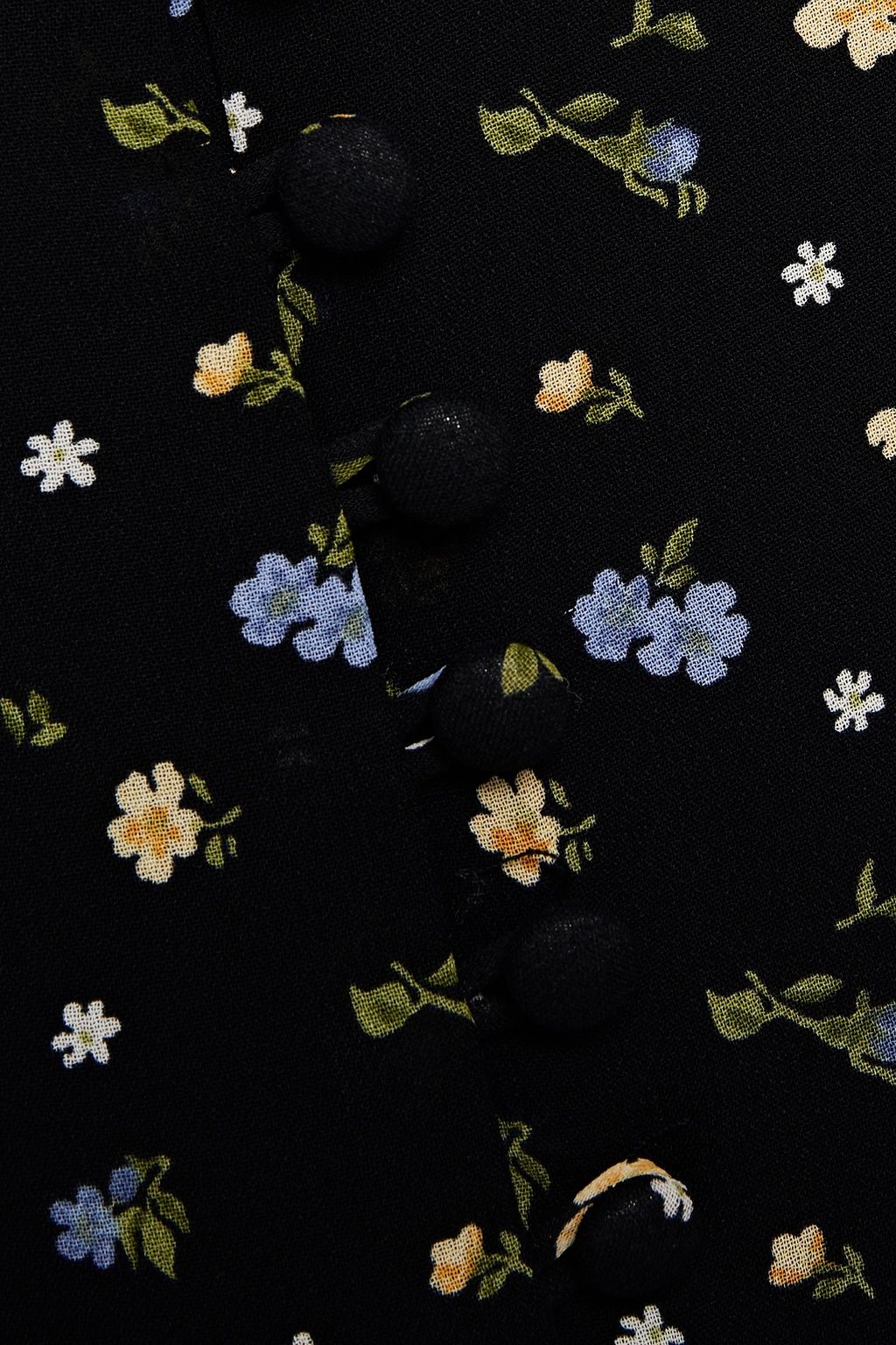REFORMATION Gathered floral-print crepe blouse