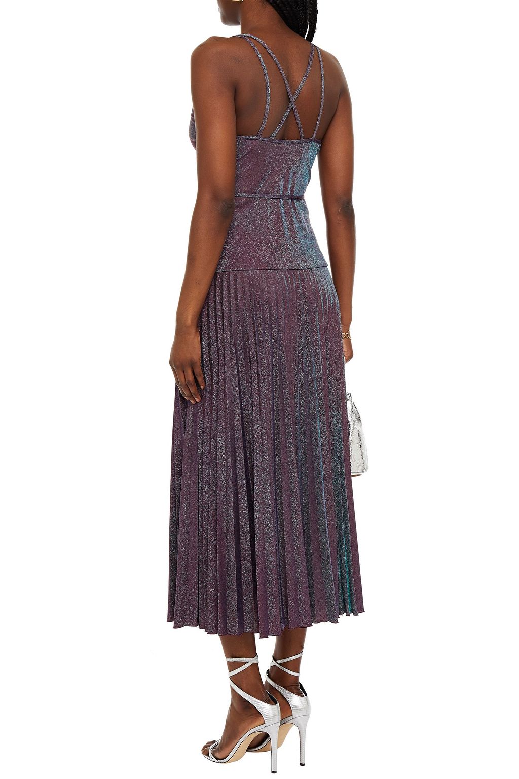 M MISSONI Pleated iridescent twill midi dress