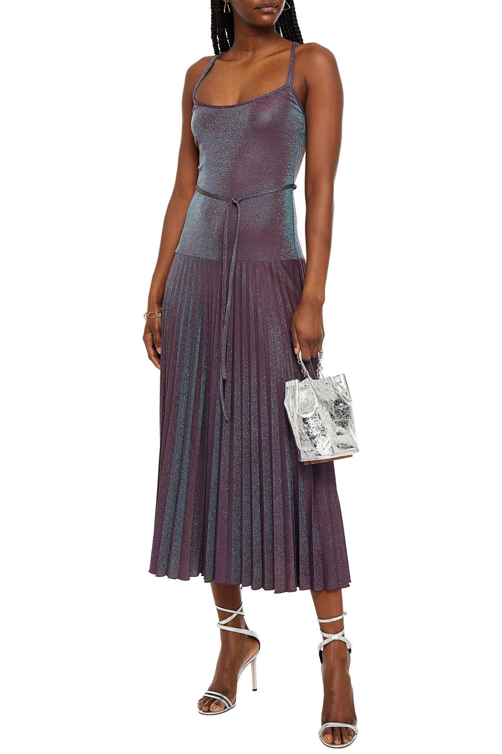 M MISSONI Pleated iridescent twill midi dress