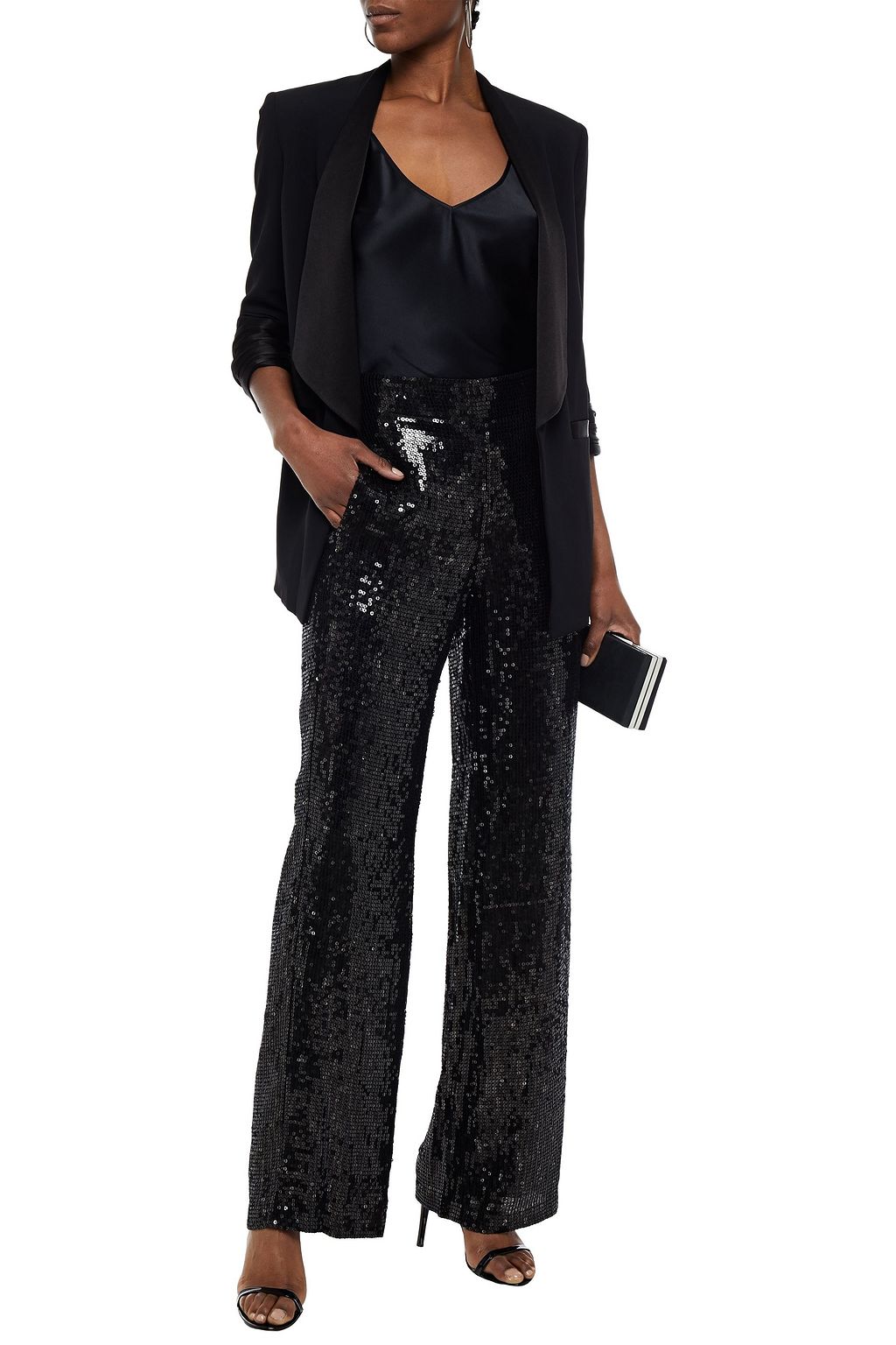 ALICE + OLIVIA Raquel sequined chiffon straight-leg pants