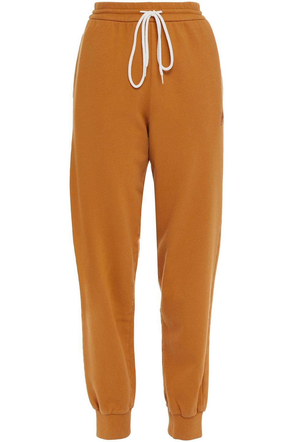 M Missoni Woman Embroidered French Cotton-terry Track Pants Light Brown Size M